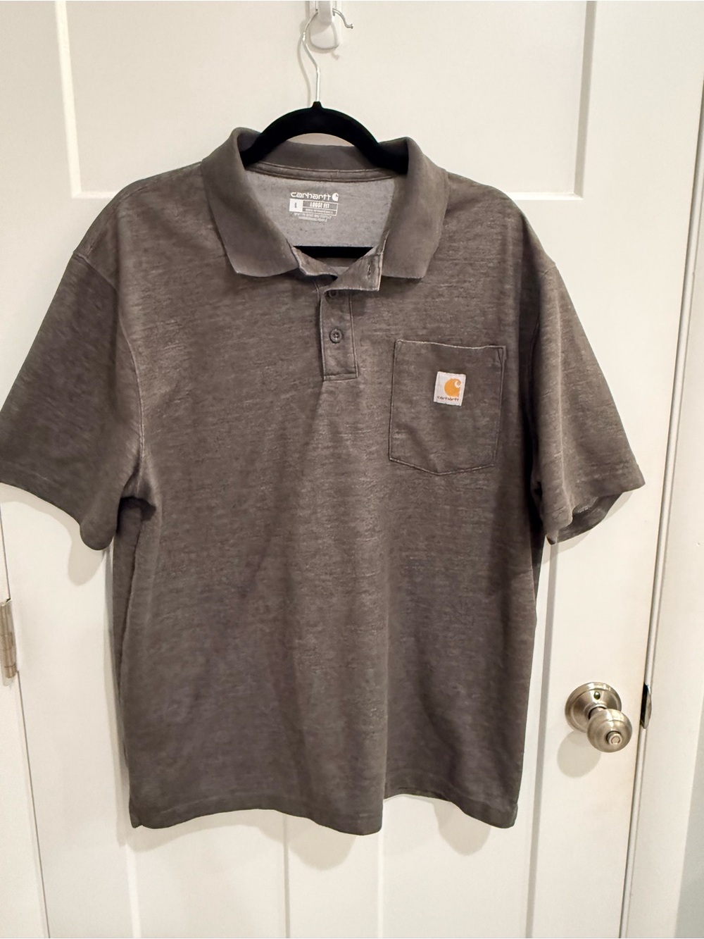 Carhartt Men's Loose Fit Gray Polo Shirt with Chest Pocket